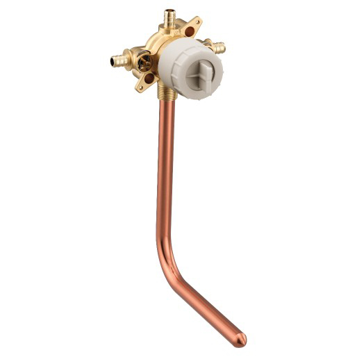 M-CORE 4-Port Rough-In Valve, 1/2" PEX Inlets/Shower Outlet 1/2" Copper Tube Tub Outlet w/CC Drop & 1/4 Turn Stops