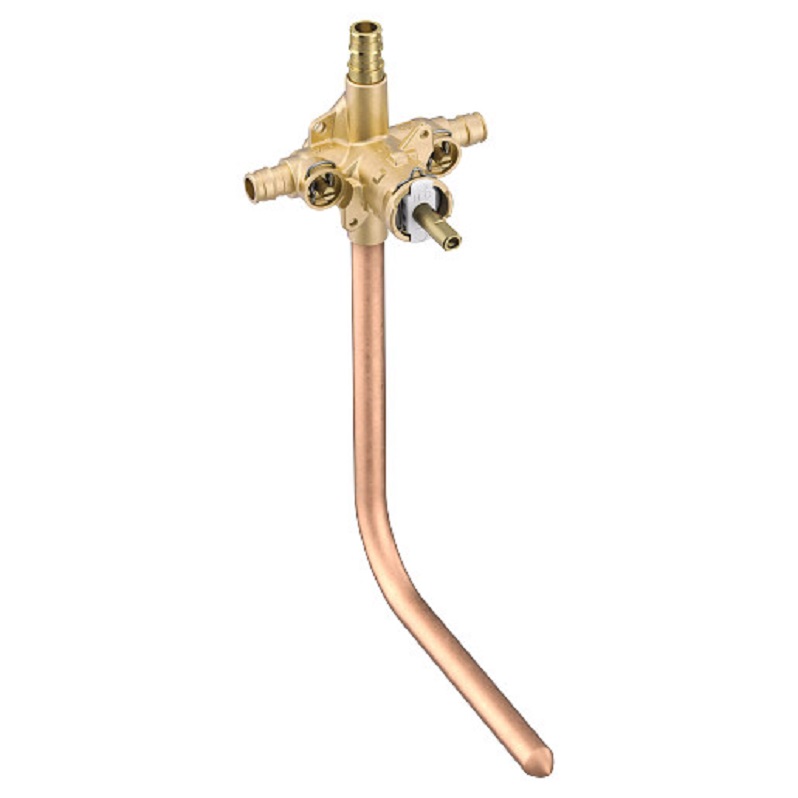 M-PACT 4-Port Pressure Balancing Valve Rough-In 1/2" Cold Expansion PEX Inlets/Shower Outlet, 1/2" CC/IPS Tub Outlet w/1/4 Turn Stops