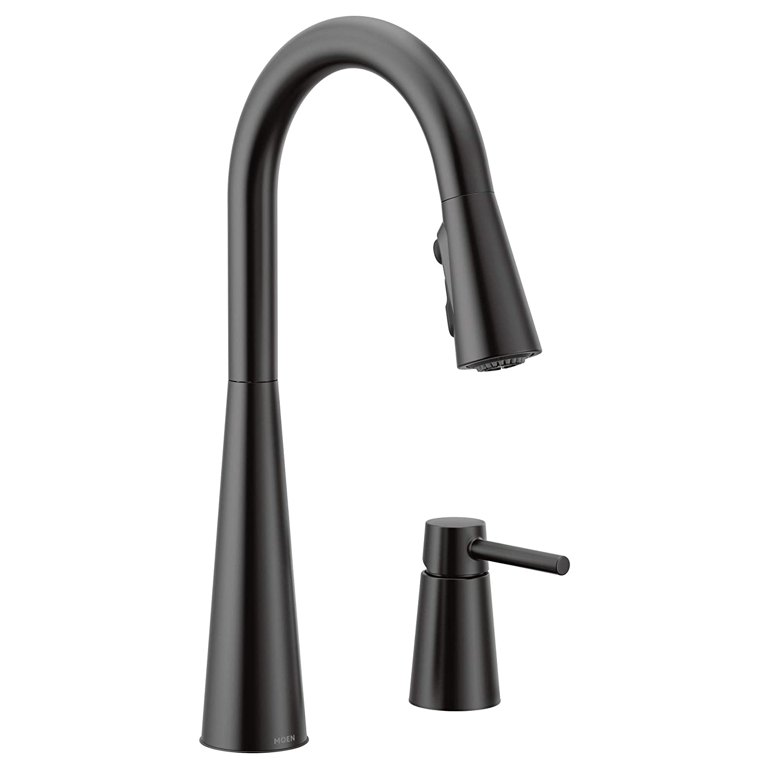 Sleek 2 Hole High Arc Pulldown Kitchen Faucet in Black