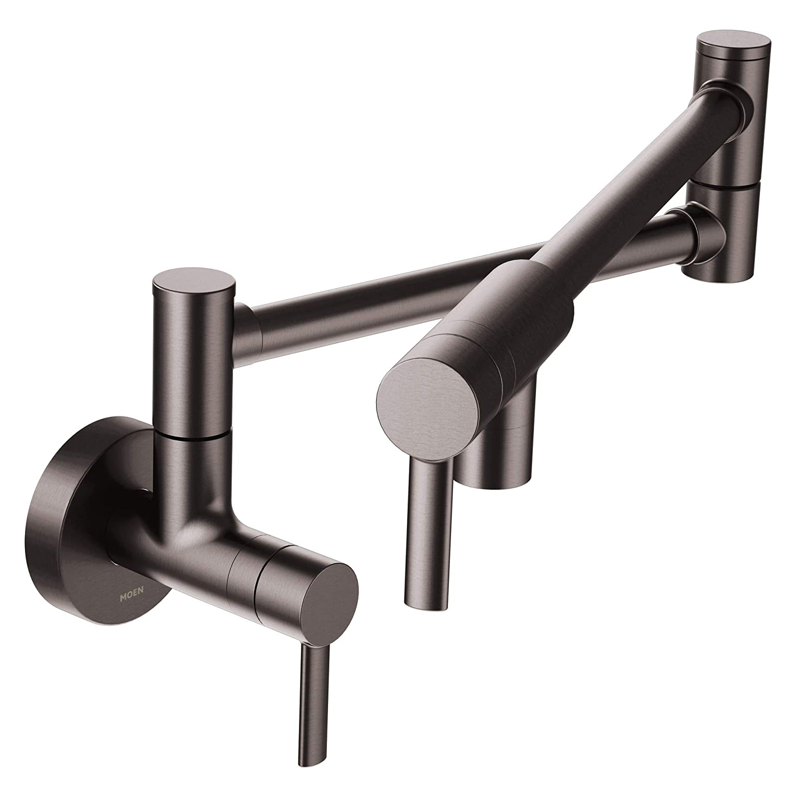 Modern 2-Handle Wall Mount Pot Filler in Black Stainless