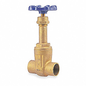 Gate Valve 3/4" Bronze Solder Ends Class 125 Screw-In Bonnet Rising Stem Solid Wedge Max Pressure 200 PSI CWP non-shock,125 PSI Saturated Steam