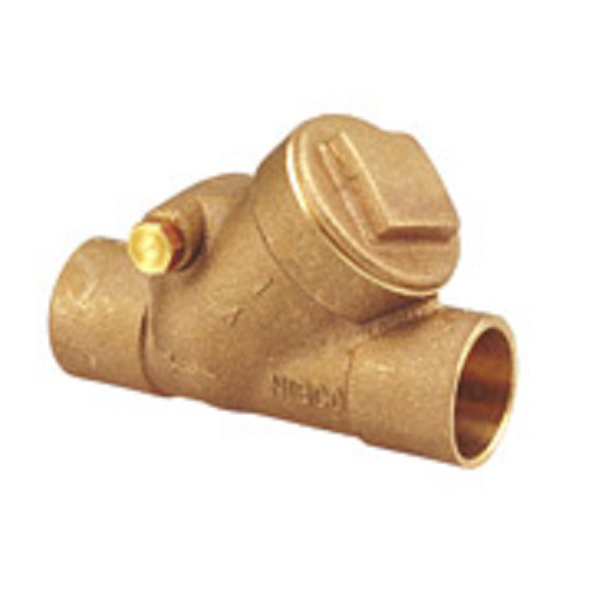 Swing Check Valve 1" Bronze Solder Ends Class 125 Y-Pattern Renewable Seat & PTFE Disc  Max Pressure 200 PSI CWP non-shock,125 PSI Saturated Steam