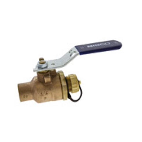 Ball Valve 1/2" Bronze Solder & Hose Connections  2-Piece Full Port Chrome Plated Brass Ball RTFE Seat Standard Lever Handle Max Pressure 600 PSI CWP non-shock