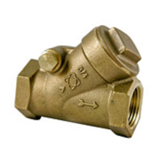 Swing Check Valve 1" Bronze Threaded Ends Class 125 Y-Pattern Renewable Seat & PTFE Disc Lead Free Max Pressure 200 PSI CWP non-shock