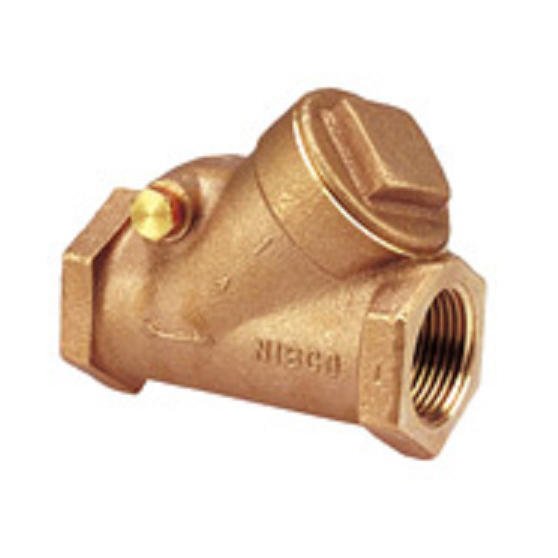 Swing Check Valve 1" Bronze Threaded Ends Class 150 Y-Pattern Renewable Seat & PTFE Disc  Max Pressure 300 PSI CWP non-shock,150 PSI Saturated Steam