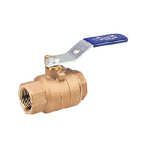Ball Valve 1-1/2" Bronze 2-Piece Conventional Port Threaded  Lever Handle  Max Pressure 600 PSI CWP non-shock