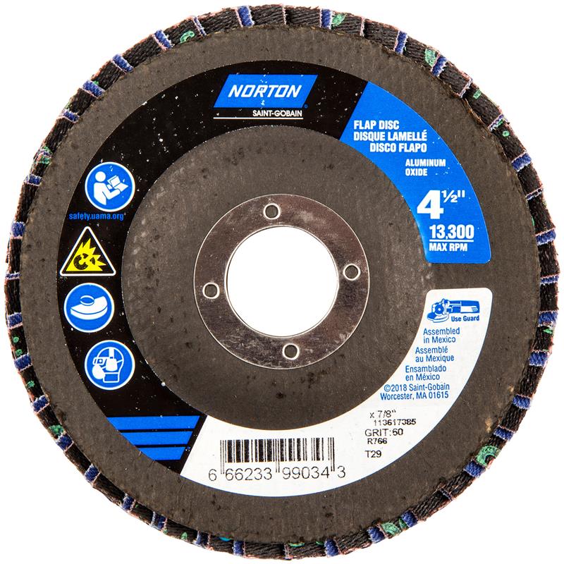 Flap Disc 4-1/2"X7/8" Type 29 60 Grit Fiberglass Plate Neon R766