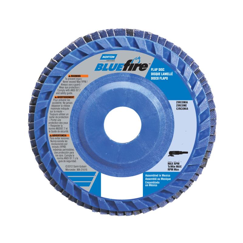 Flap Disc 4-1/2"X7/8" Type 27 36 Grit Quick Trim Plastic Plate BlueFire R884P