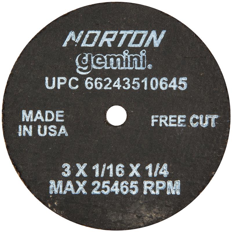 Cut-Off Wheel 3"X1/16"X1/4" Type 1 Gemini Free Cut 