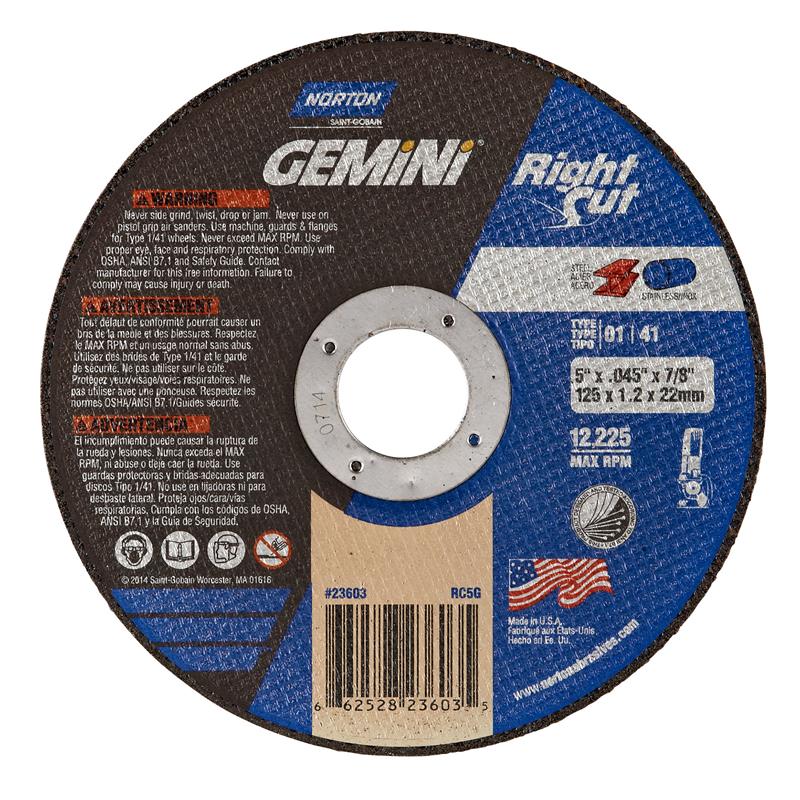 Cut-Off Wheel 6"X1/16"X5/8" Type 1 Gemini Rightcut 