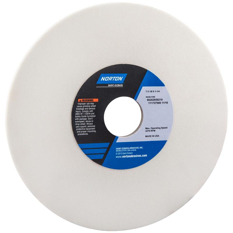 Vitrified Wheel 7"X1/8"X1-1/4" 38A80-IVBE Type 1 Gemini 38A 