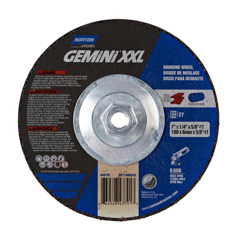 Depressed Center Wheel 7"X1/4"X5/8"-11 Type 27 Gemini XXL 