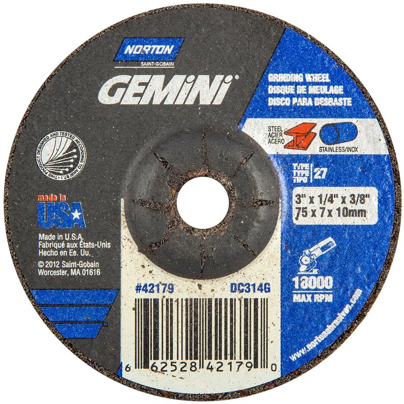 Depressed Center Wheel 3"X1/4"X3/8" Type 27 Gemini 