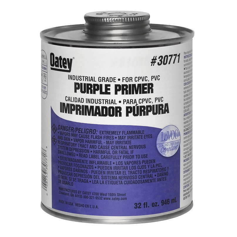 Primer 32 Oz Purple Industrial Grade for PVC & CPVC Schedule 40 & 80