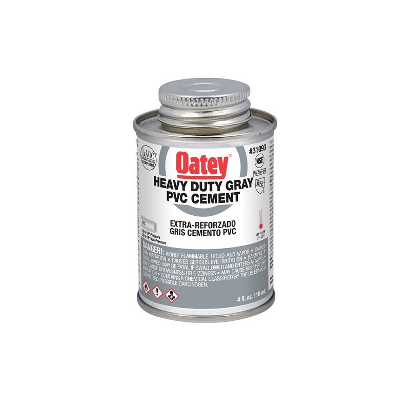 PVC Heavy Duty Cement 4 Oz Gray for Pipe & Fittings up to 12" Diameter or up to 18" Diameter for Non-Pressure 
