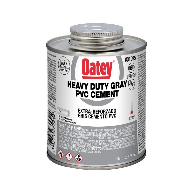 PVC Heavy Duty Cement 1 Pt Gray for Pipe & Fittings up to 12" Diameter or up to 18" Diameter for Non-Pressure 
