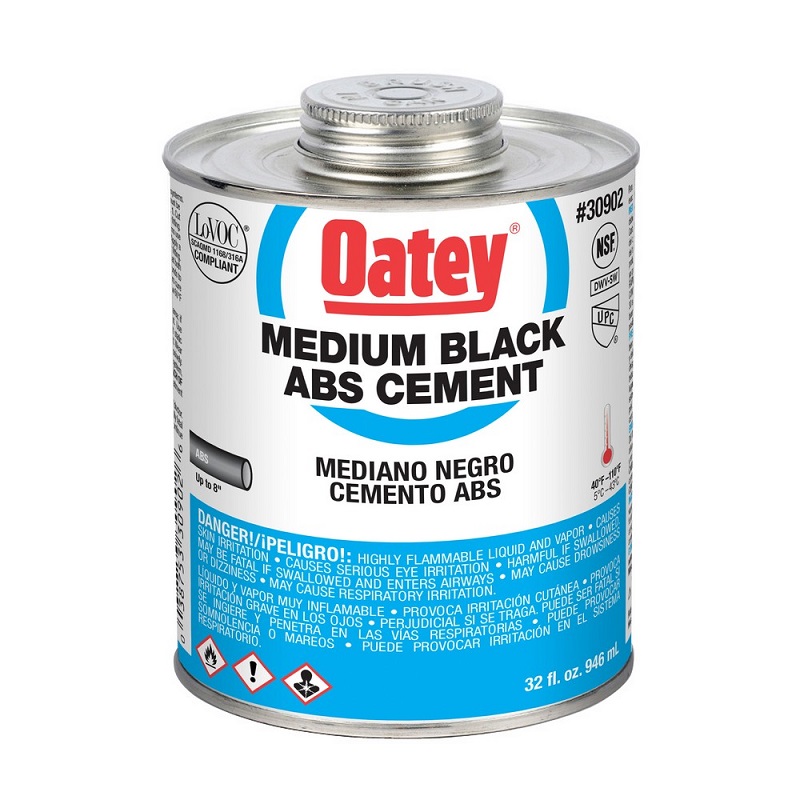 Cement 1 Qt ABS Medium Black Brush Top Can for ABS up to 6" 