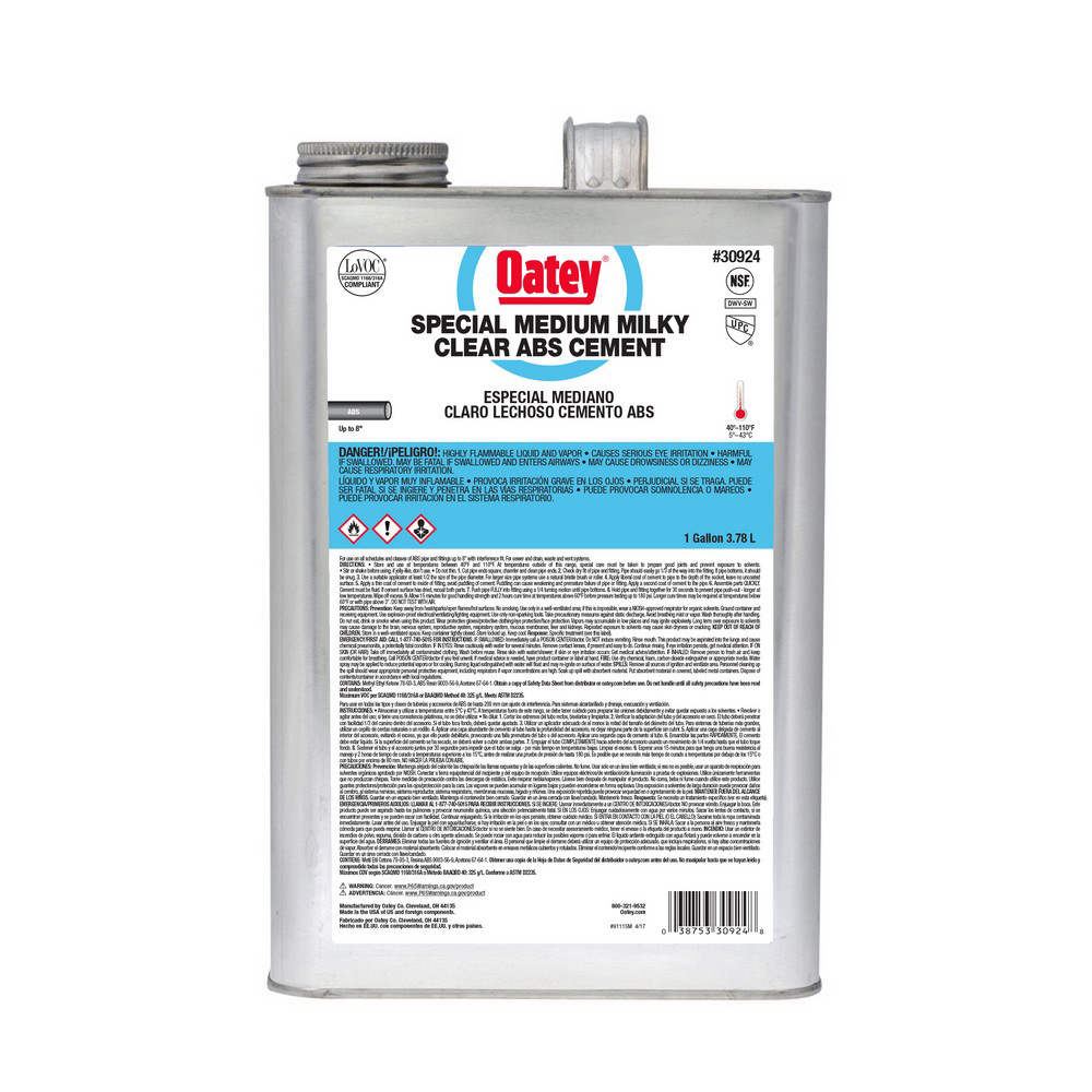 CEMENT 1 GAL MILKY CLEAR ABS 30924 FAST CURING
