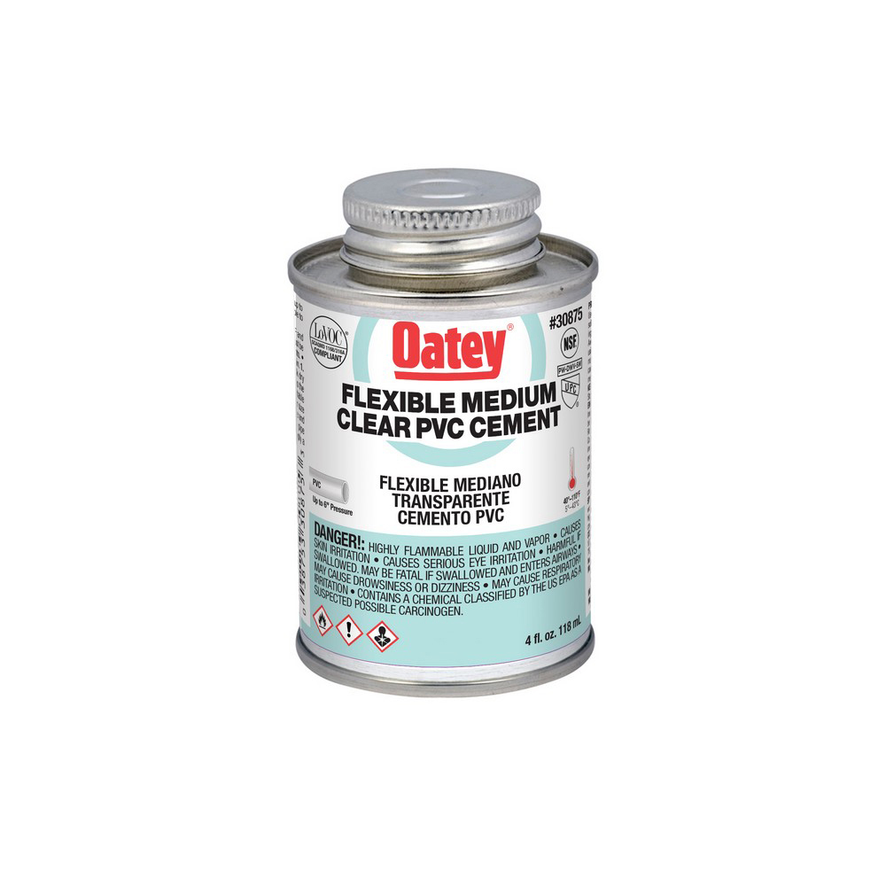 CEMENT 4 OZ CLEAR PVC 30875 F/PVC FLEX & FITTING UP TO 6"