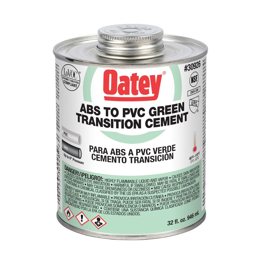CEMENT 32 OZ GREEN ABS TO PVC 30926 TRANSITION CEMENT