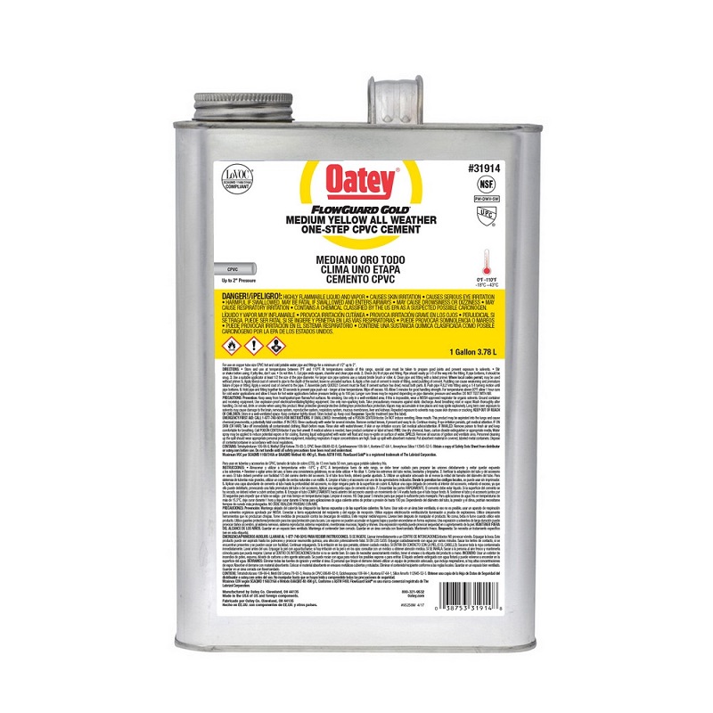 CEMENT 1 GAL CPVC ALL-WEATHER 31914 YELLOW FLOWGUARD GOLD