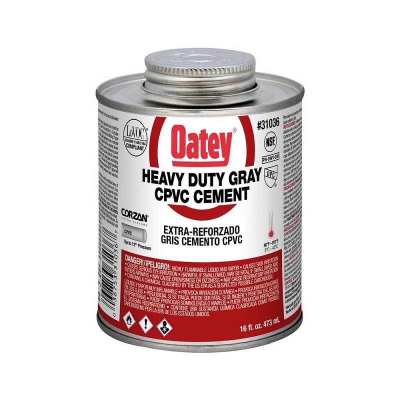 Cement 1 Pt Heavy Duty Gray for CPVC Pipe & Fittings up to 12" Diameter 