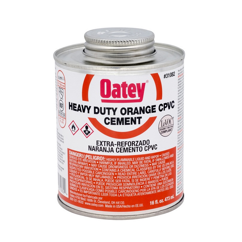 Cement 16 Oz Solvent Heavy Duty Orange for CPVC Pipe & Fittings up to 12" Diameter 