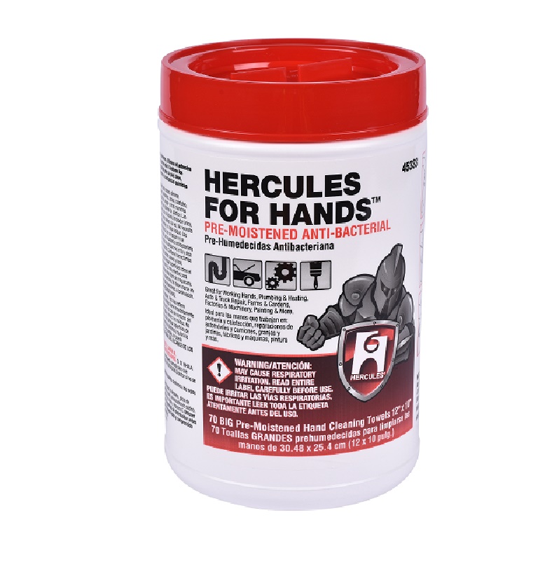 Hercules for Hands 70 pc Tub of Pre-Moistened Towels
