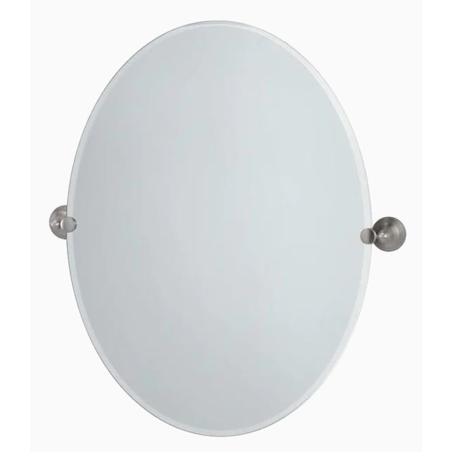 Charlotte 24x32" Tilting Frameless Oval Mirror, Satin Nickel