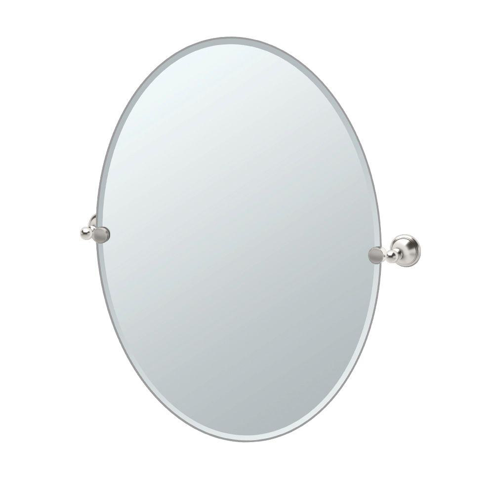 Laurel Ave 24x32" Tilt Frameless Oval Mirror in Satin Nickel