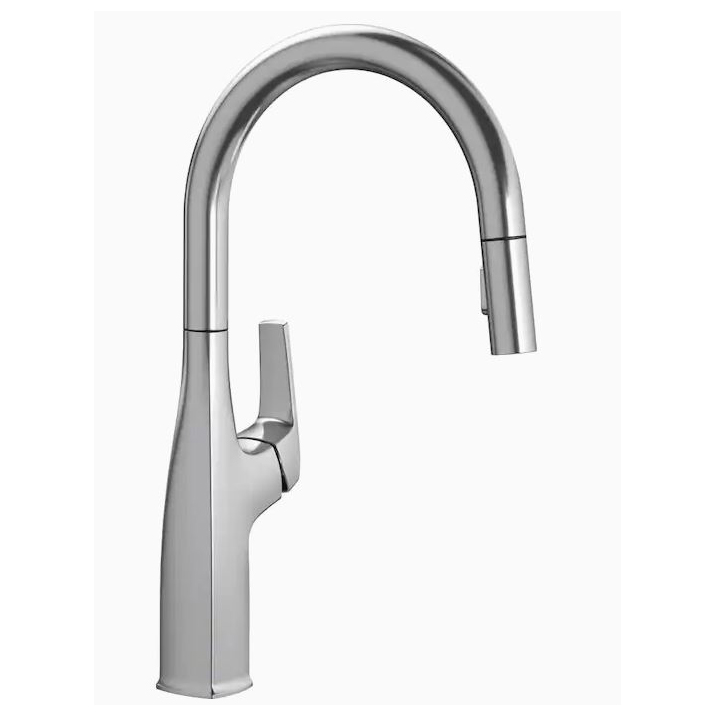 Rivana High Arc Kitchen Faucet w/Pull-Down Spray in PVD Steel
