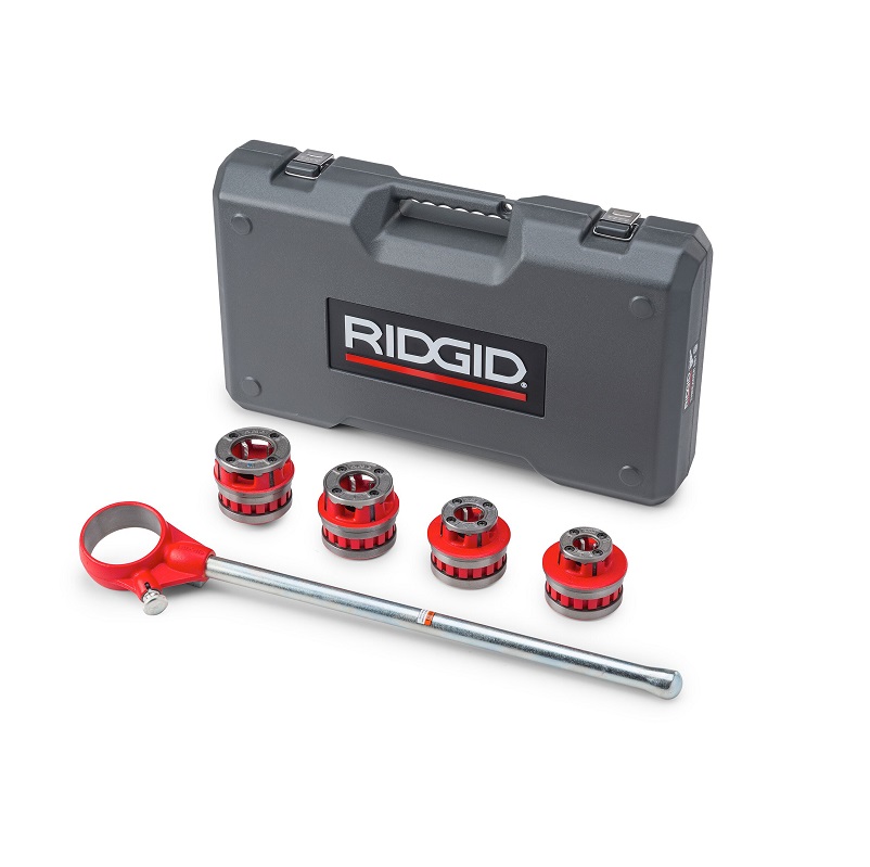 Exposed Manual Ratchet Threader Set 1/2" to 1-1/4" NPT Die Heads Included with Carrying Case Model 12-R 