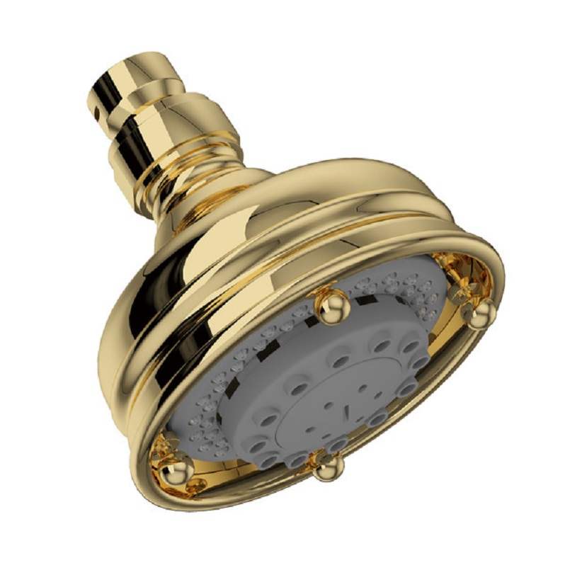 Santena 4" 3-Function Showerhead in Unlacquered Brass, 1.8 gpm