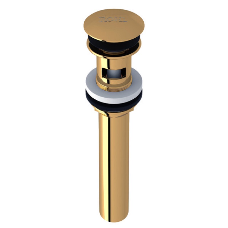 Slotted Touch Seal Dome Drain w/6" Tailpiece in Unlacquered Brass
