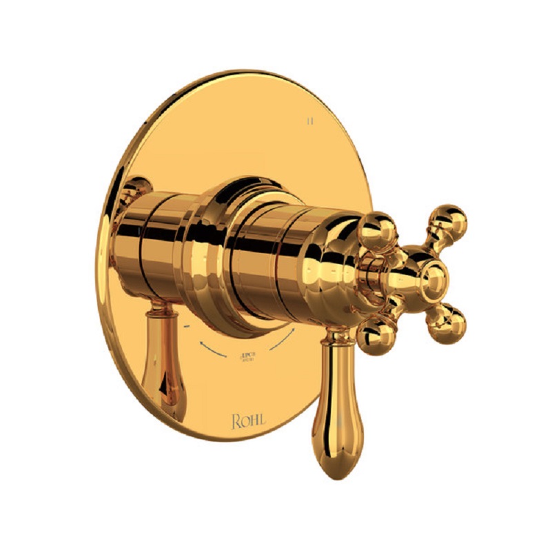 Arcana Thermo/Pressure Bal Trim w/Metal Lever Hndl in Italian Brass