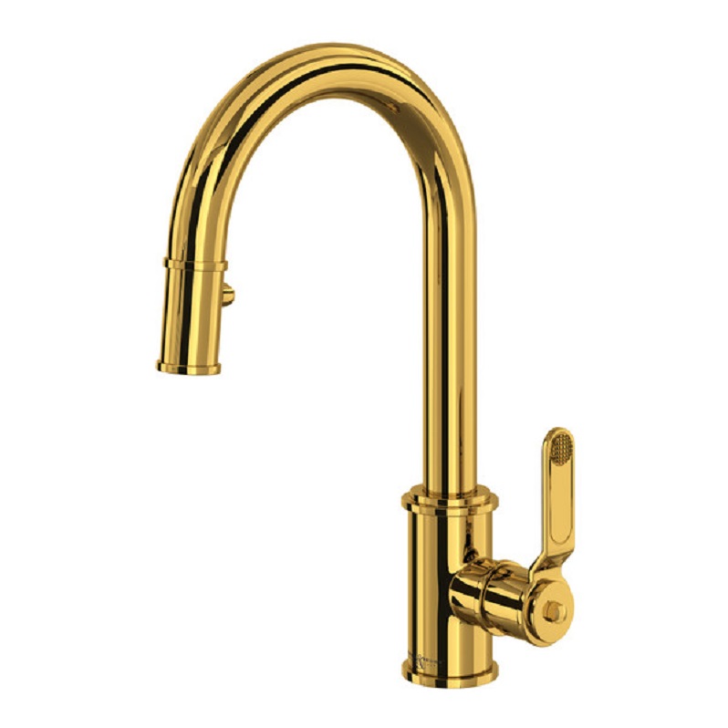 Armstrong Pulldown Bar/Food Prep Faucet in Unlacquered Brass