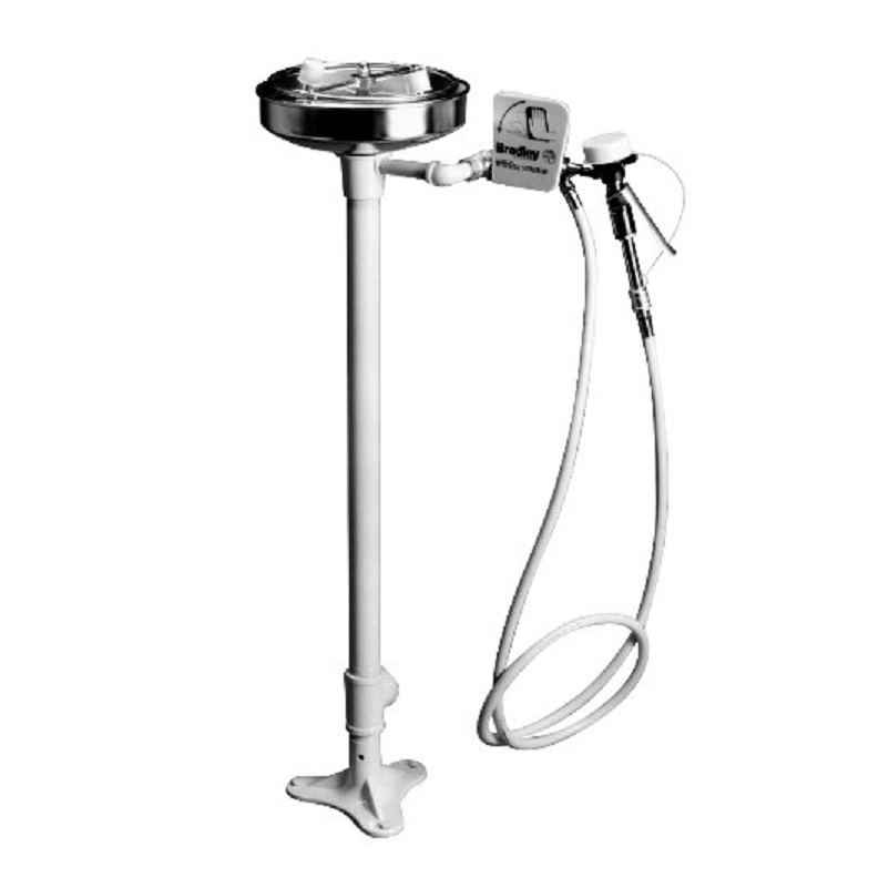 EYE/FACE WASH S19-210P STAINLESS STEEL W/SPRAY RING & HOSE