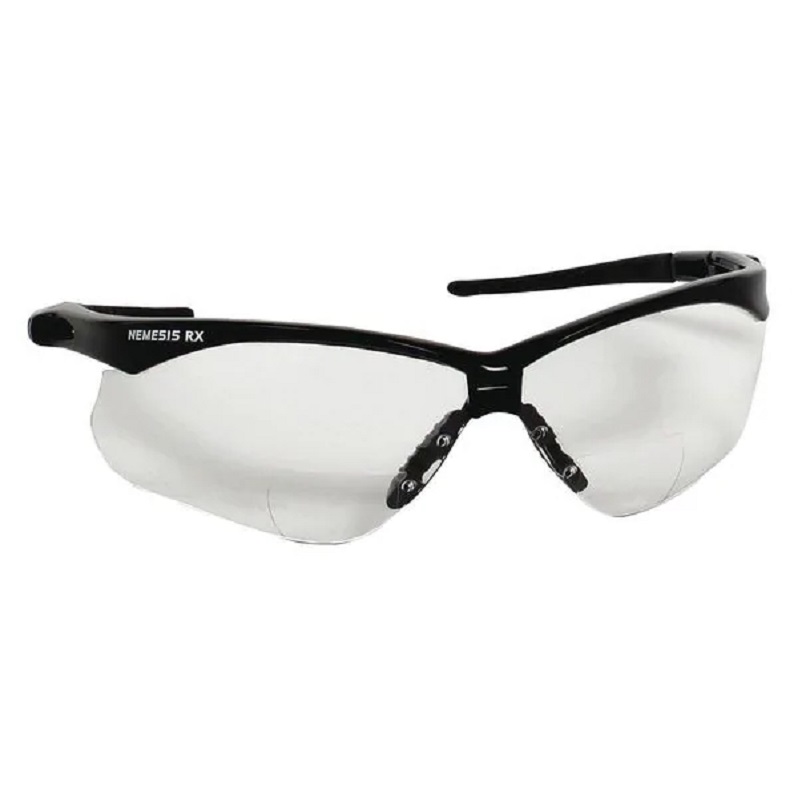 Nemesis Safety Glasses +1.50 Clear Lens Hardcoated Black Frame
