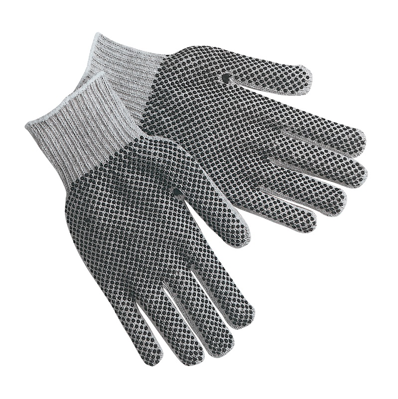 Knit Gloves w/Black PVC Palm Dots