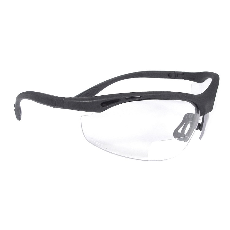 Safety Glasses Clear Lens 1.5 Mag. Bifocal Black Frame