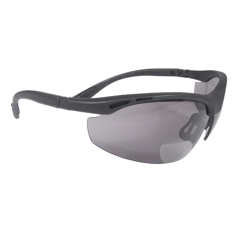 Safety Glasses Smoke Lens 1.5 Mag. Bifocal Black Frame