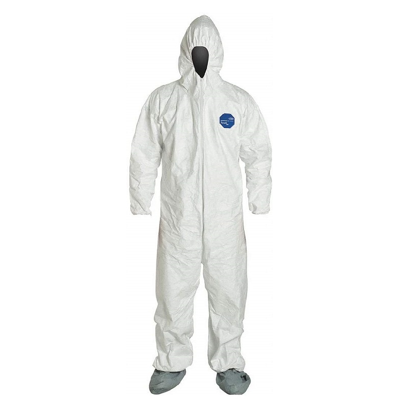 Tyvek X-Large Hooded Coverall in White w/Boots 25 per case