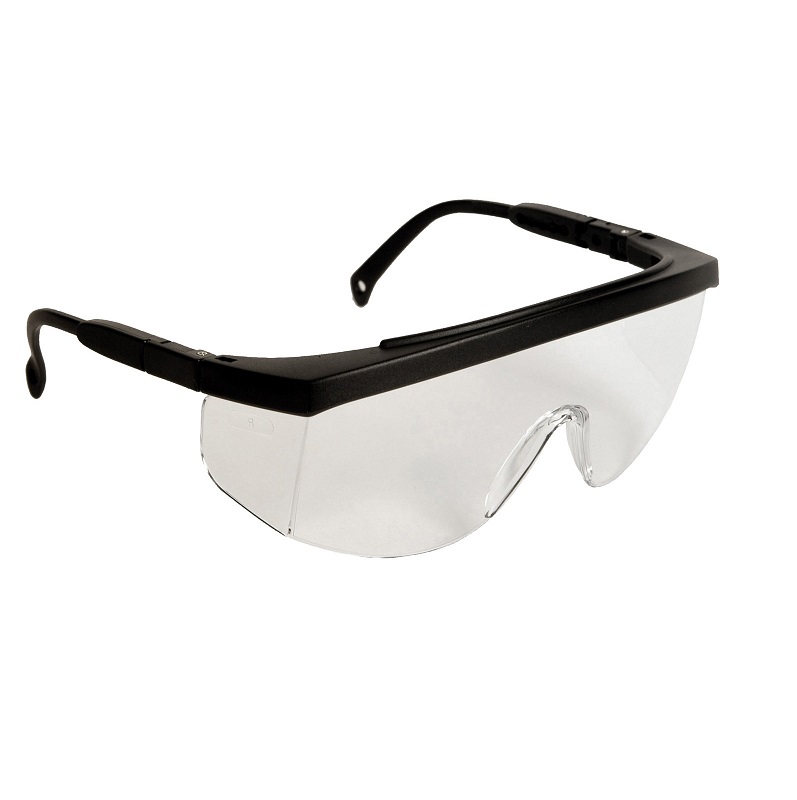 Safety Glasses Clear Lens Black Frame 1-Pc Lens 