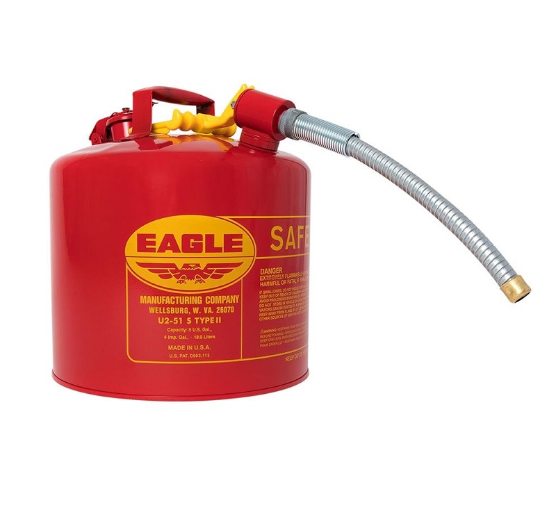 GAS CAN 5GAL RED GALVANIZED U2-51-S TYPE 11 SAFETY W/ 7/8" BRASS SPOUT