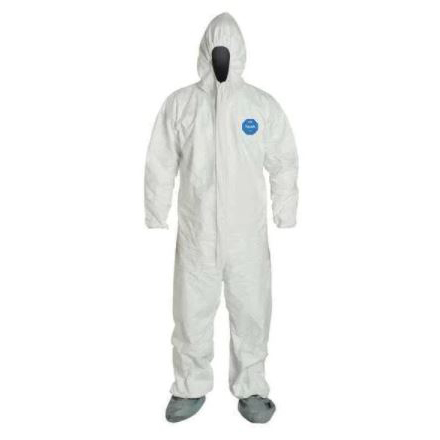 Tyvek 2X-Large Hooded Coverall in White w/Boots 25 per case