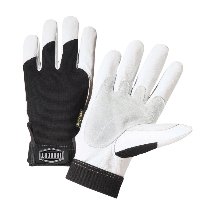 Ironcat Reinforced Top Grain Goatskin Leather Palm Gloves w/Spandex Back - X-Large