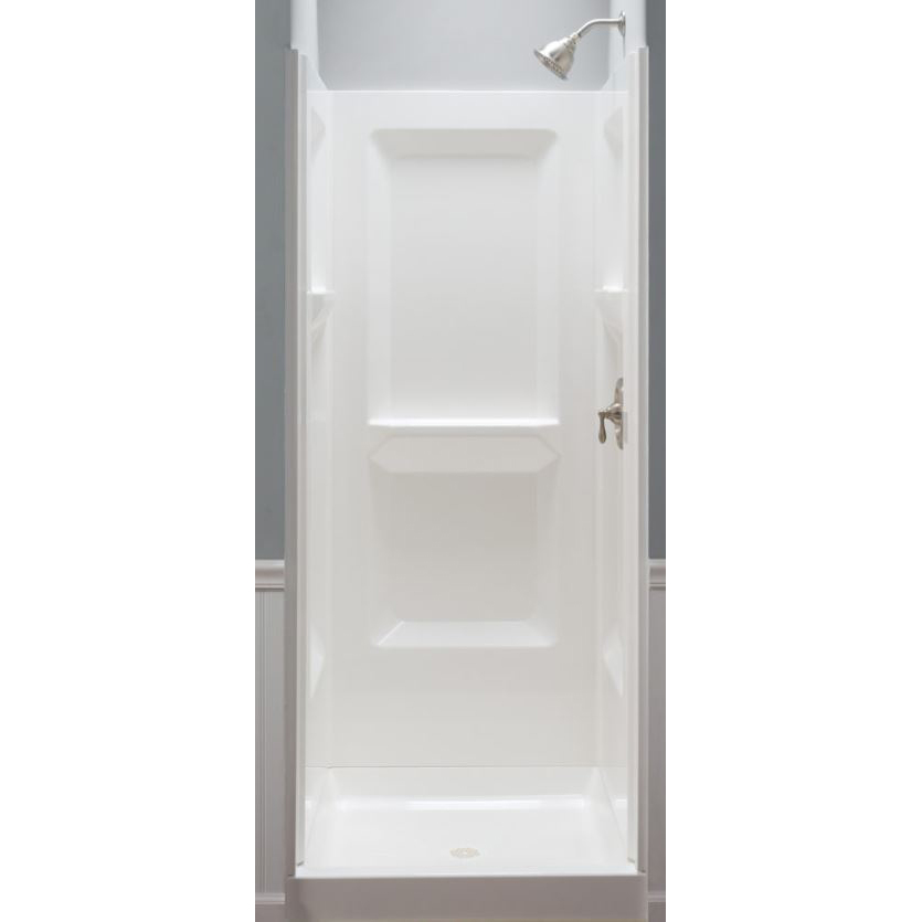 32" 3 pc Durawall Square Shower Wall in White