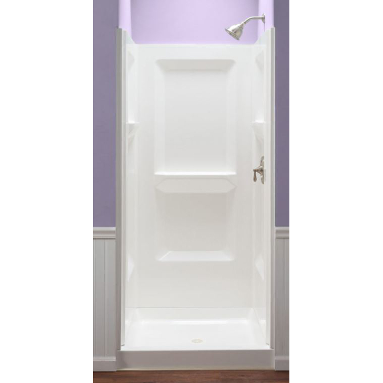 36" 3 pc Durawall Square Shower Wall in White