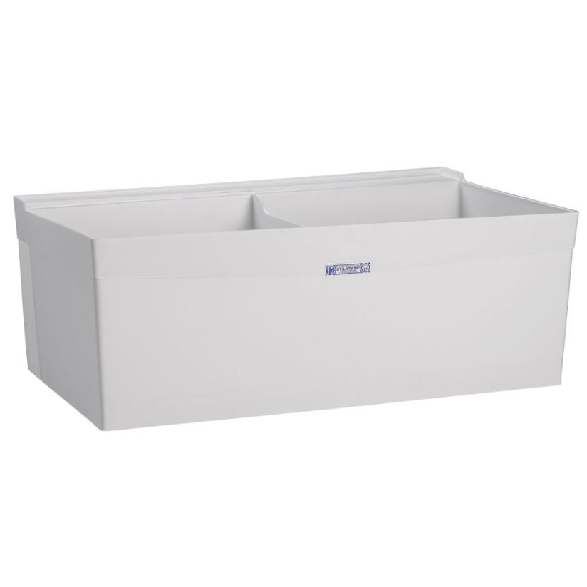 UTILATWIN 40" Wall Mount Double Bowl Laundry Tub in White