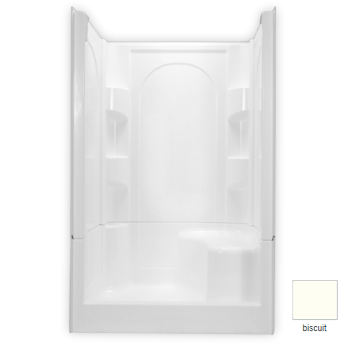 AcrylX 4-Piece Shower 48x36x77" Biscuit With Right Hand Seat